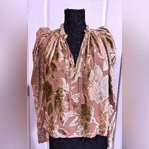 Ulla Johnson Camilla blouse in Rose Gold Velvet devor and eacute Size 2